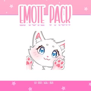 Animated White Cat Hey Emote 5, Animated Cat Twitch Emotes, Cute and Kawaii Emotes, Ready To Use for Twitch / Discord