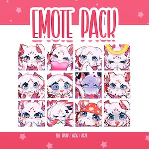 Chibi Kitsune Emote Set 1, Cute Kitsune Twitch Emotes, Cute and Kawaii Emotes, Ready To Use for Twitch / Discord