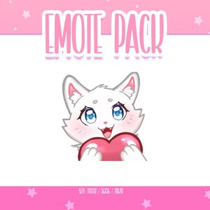 Emote animata a forma di cuore di gatto bianco 9, Emote animate per Twitch a forma di gatto, Emote carine e kawaii, pronte all&#39;uso per Twitch/Discord
