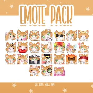 Cute Orange Cat Bundle Pack - 24 Emote, Cute Orange Cat Twitch Emotes, Cute and Kawaii Emotes, Ready To Use for Twitch / Discord