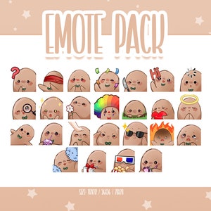 Cute Potato Bundle Pack - 25 Emote, Cute Potato Twitch Emotes, Cute and Kawaii Emotes, Ready To Use for Twitch / Discord