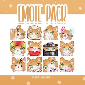 Cute Orange Cat Emote Set 1, Chibi Cat Twitch Emotes, Cute and Kawaii Emotes, Ready To Use for Twitch / Discord