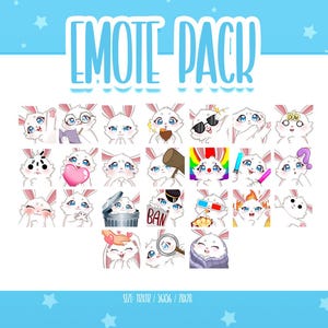 Cute Bunny Bundle Pack - 24 Emote, Chibi Bunny Twitch Emotes, Cute and Kawaii Emotes, Ready To Use for Twitch / Discord