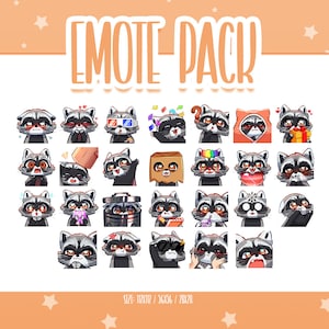 Cute Raccoon Bundle Pack - 26 Emote, Cute Raccoon Twitch Emotes, Cute and Kawaii Emotes, Ready To Use for Twitch / Discord