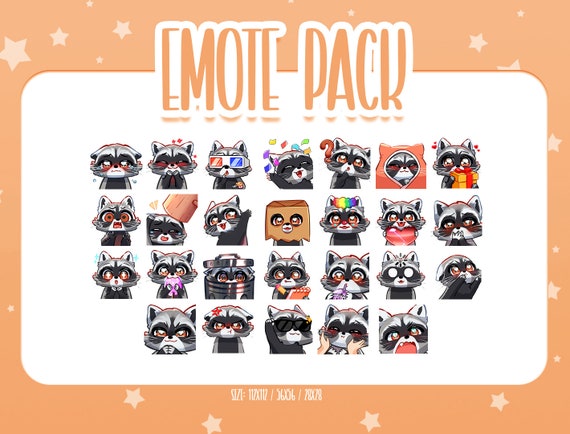 Cute Raccoon Bundle Pack - 26 Emote, Cute Raccoon Twitch Emotes, Cute and Kawaii Emotes, Ready To Use for Twitch / Discord