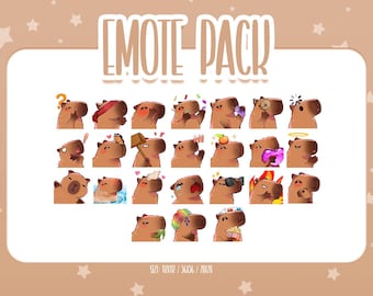 Schattige capibara-bundelpakket: 24 emotes, chibi capibara Twitch-emotes, schattige en kawaii-emotes, klaar voor gebruik voor Twitch/Discord
