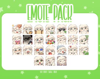 Cute Sheep Bundle Pack - 24 Emote, Cute Sheep Twitch Emotes, Cute and Kawaii Emotes, Ready To Use for Twitch / Discord