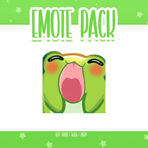 Animerad grodslickande emote 1, animerade grod-Twitch-emotes, söta och kawaii-emotes, redo att användas för Twitch / Discord
