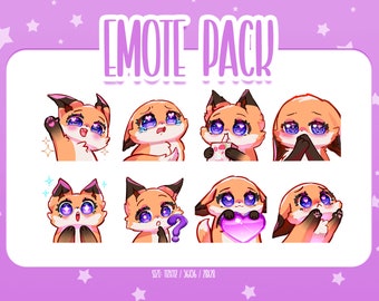 Chibi Fox Emotes Set, Cute Fox Twitch Emotes, Cute and Kawaii Emotes, Ready To Use for Twitch / Discord