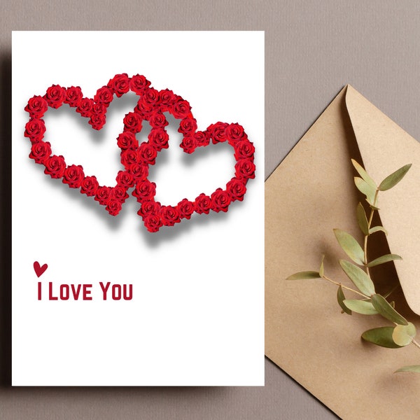 I love You Card, Happy Valentines Day, Valentines Day Card, Valentines Card, Valentines Card for Him/Her, Valentines Gift, Instant Download