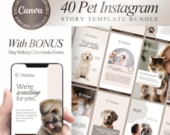 Bearbeitbare Instagram-Story-Vorlage für Haustiere, Social-Media-Vorlage, Instagram-Post-Vorlage für Haustiere, Vorlage für Hundesalons, Katzenbesitzer, Tierärzte