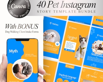 Pets Instagram Story Editable Template, Social Media Template, Pet Instagram Post Template, Grooming Business Dog Cat Pet Lover Vet Template