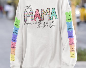 This mama loves chilling with her peeps|Mamas little peeps, your own hearts and names | Digital download | t-shirt jumper sublimation easer
