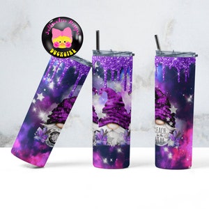 Celestial Gnomes Tumbler 20 oz Skinny | Galaxy Star Tumbler Sublimation Designs, Full Tumbler Wrap, Digital