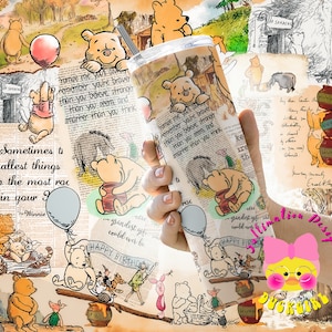 Pooh and piglet Tumbler 20 oz Skinny | Vintage Tumbler Sublimation Designs, Full Tumbler Wrap, Digital Downloads| Png