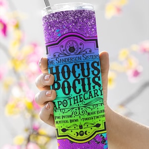 Halloween Hocus Pocus Apothecary Tumbler 20 oz Skinny |Horror Sisters Sublimation Designs, Full Tumbler Wrap, Digital Downloads| Png