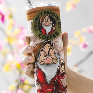 Grumpy coffee Tumbler 20 oz Skinny |Coffee dwarfs Sublimation Designs, Full Wrap, Digital Downloads