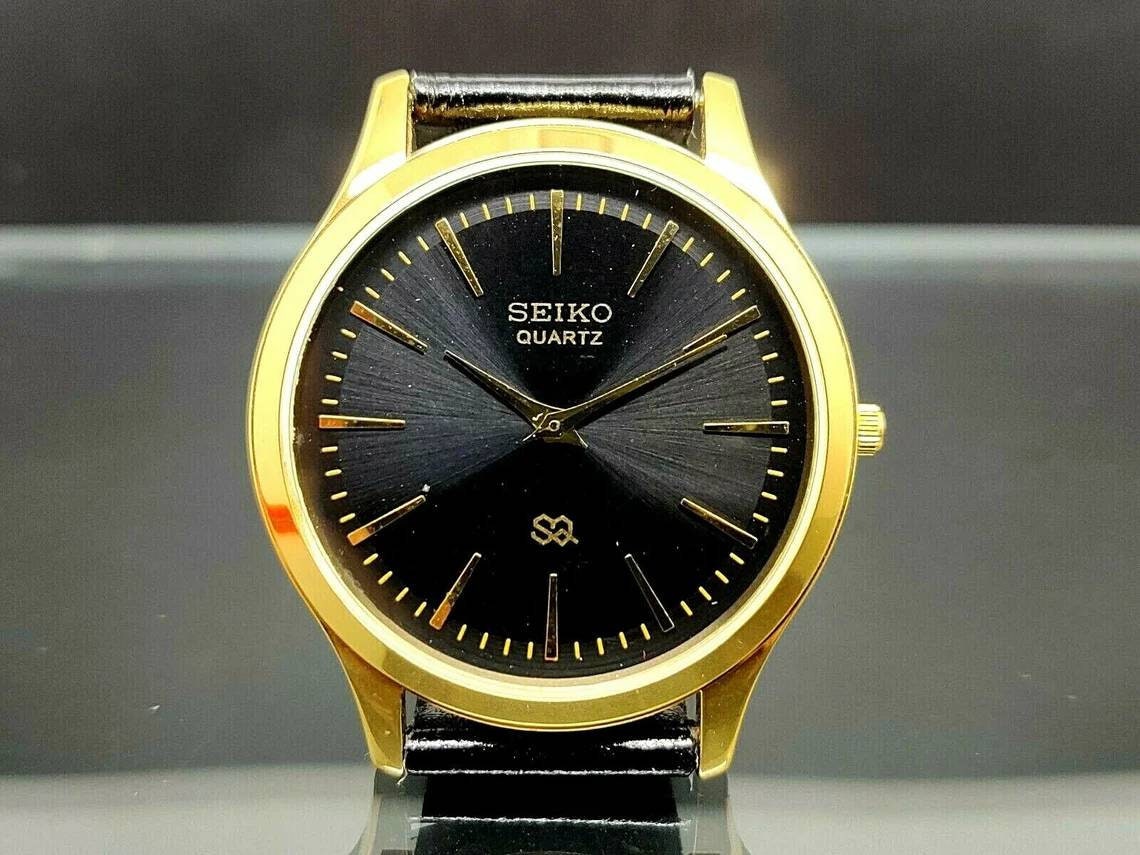 Seiko Quartz a Men's Black Dial Wrist Watch in Black Band - Etsy