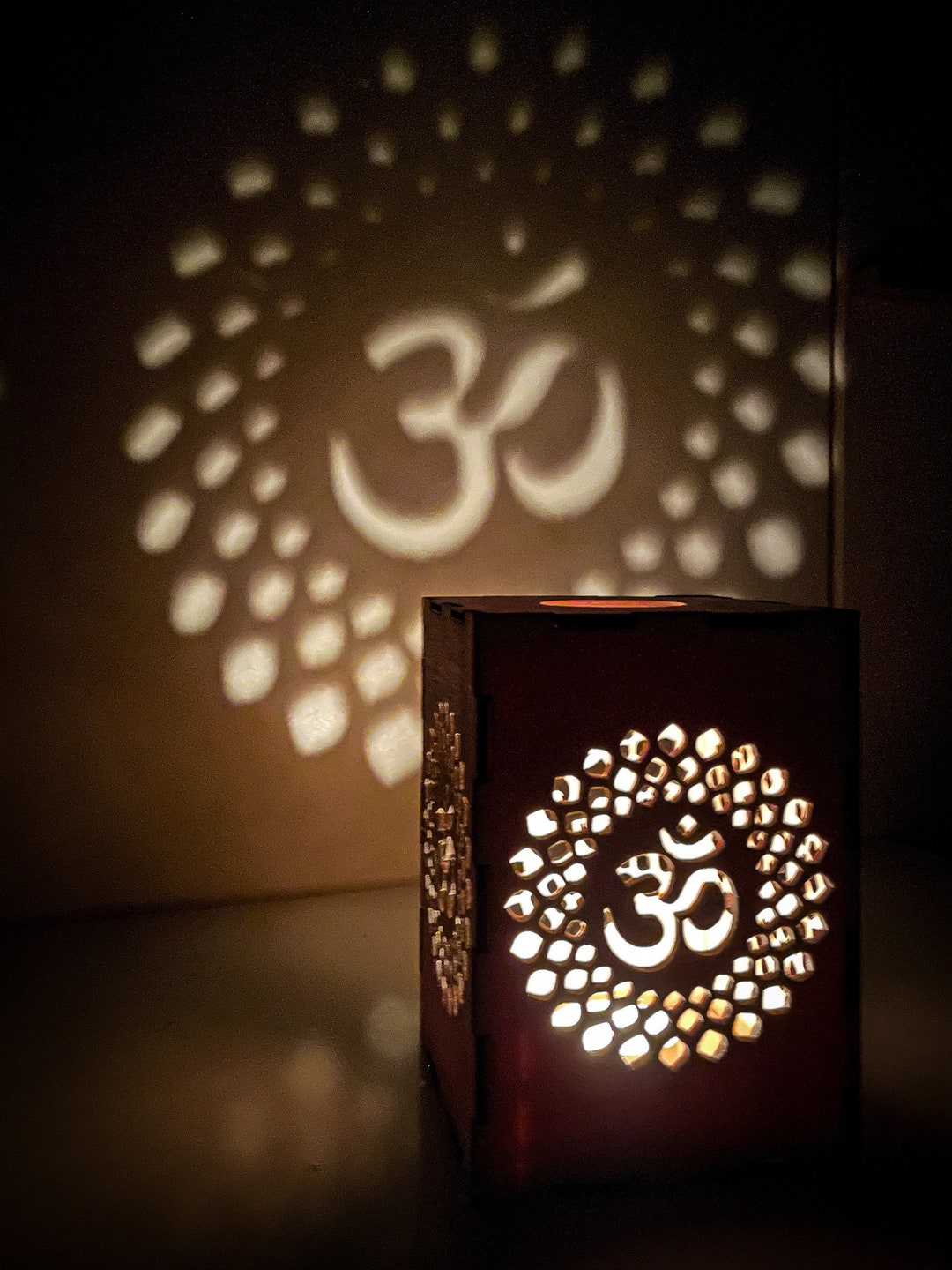 Wooden OM Sign Candle Holder for Meditation Exercises Etsy