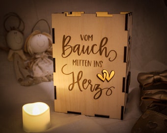 Personalisiertes Babygeschenk aus Holz, Baby Geburt Geschenk, Kerzenhalter mit Name, Taufe Baby Lichtbox, niedliches Baby Zimmer Dekor