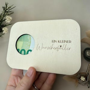 Wunscherfüller aus Holz zur Hochzeit / Geburtstag / Jubiläum, Geldgeschenk mit Sichtfenster und Magnetverschluss, stillvoller Geldeinleger