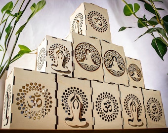 Yoga-Holzlaterne, Yoga-Fan-Geschenk, Yoga-Geschenkbox, Yoga-Wandkunst, Yoga-Geschenke für Frauen, Teelichthalter Yoga-Geschenk für Freund