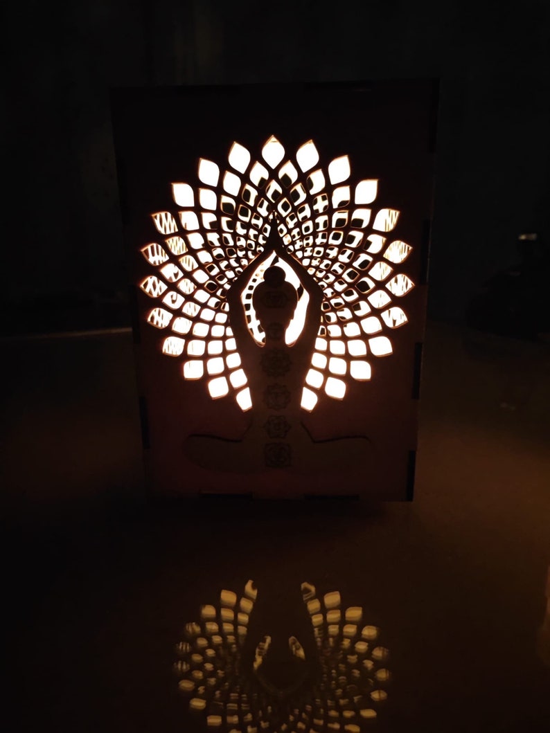 Chakra-Zeichen Dekor Kerzenhalter, Yoga-Geschenk, Shiva YogaDeko Wandkunst,Yoga Raum 7 Chakras, Geschenke für Frauen, spirituelle Zen Kultur Bild 1