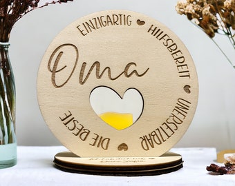 Beste Oma Muttertag Leuchte, Geschenke für Oma, Frauentag Geschenk aus Holz, personalisierte Geschenkideen für Mom, Großeltern Kerzenhalter