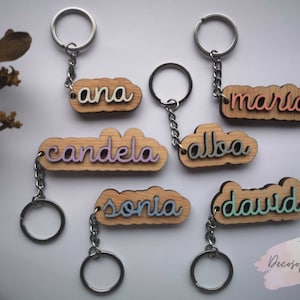 Colorful personalized wooden keychains
