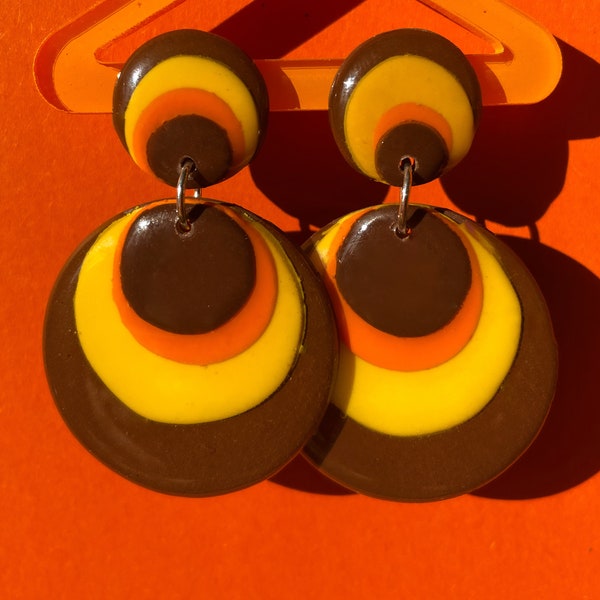 RETRO-KREISE ~ Handgefertigte runde Ohrringe im Vintage-70er-Jahre-Stil ~ 70er-Jahre-Hippie-Boho-Stil ~ Space Age