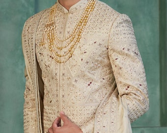 ROYAL GOLDEN SHERWANI Bräutigam, Bräutigam Hochzeitskleid, goldene Sherwani Männer, Bräutigam Hochzeitsoutfit, Männer Sherwani Hochzeit, indisches Bräutigam Kleid