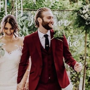 Traje burdeos para hombre Etsy Espana