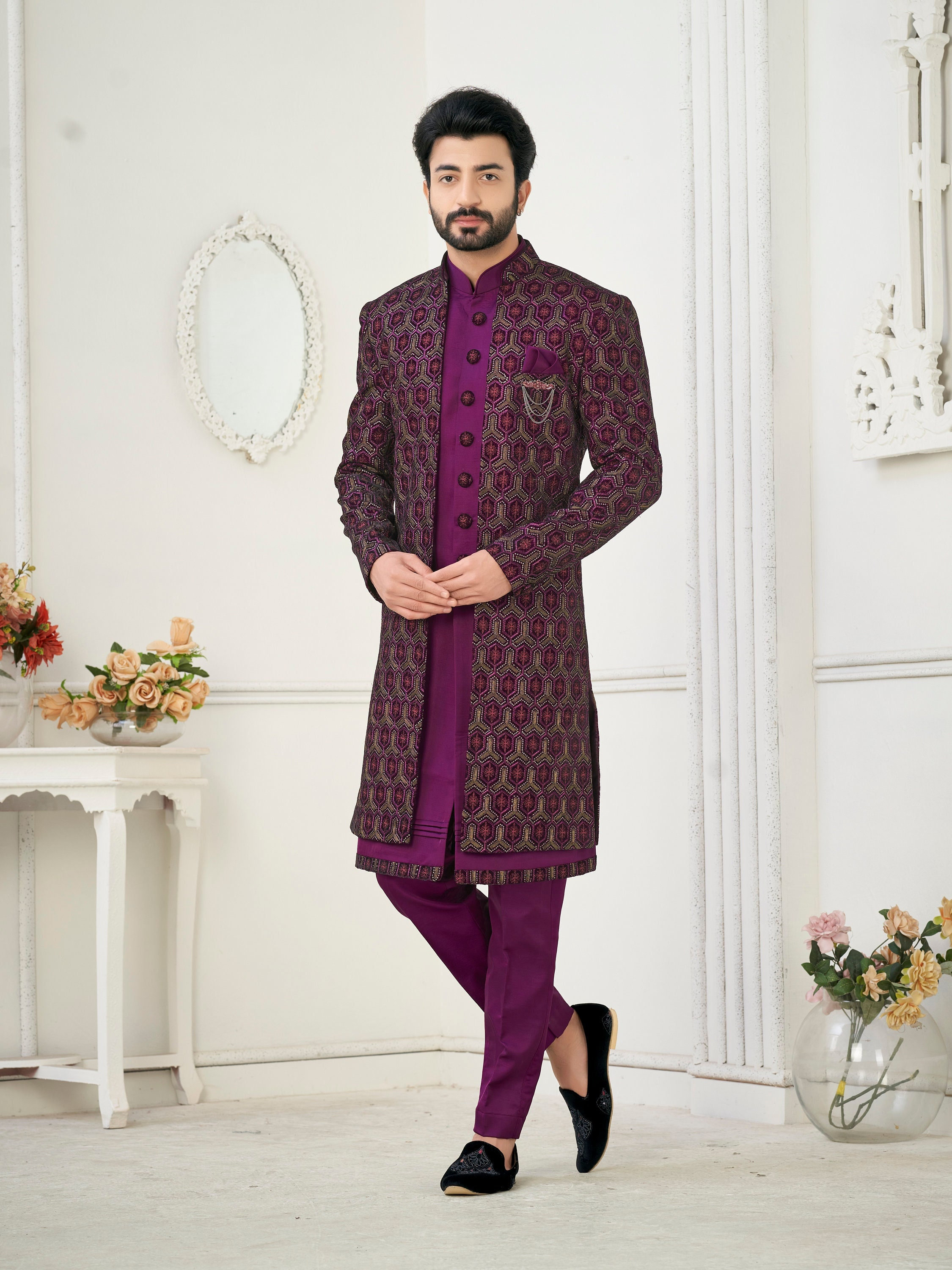 Unique Purple Men Wedding Dress: Stylish & Bold Bridal Fashion