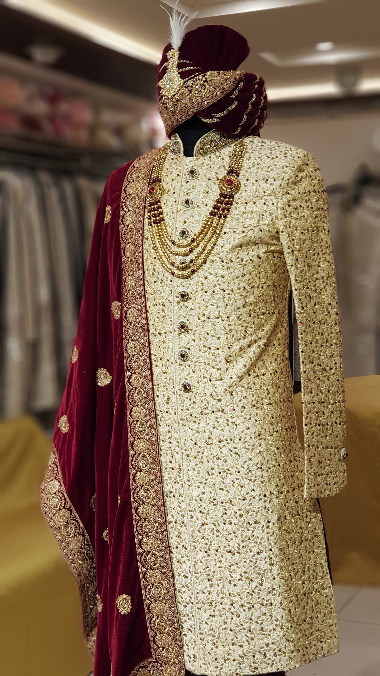 GLORIOUS CREAM GROOM Outfit, Men Engagement Dress, Groom Reception ...