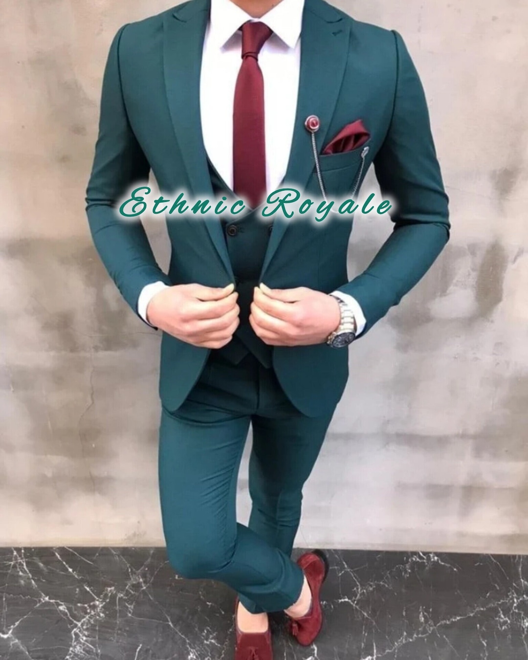 Mens Turquoise Linen Suit main image 0