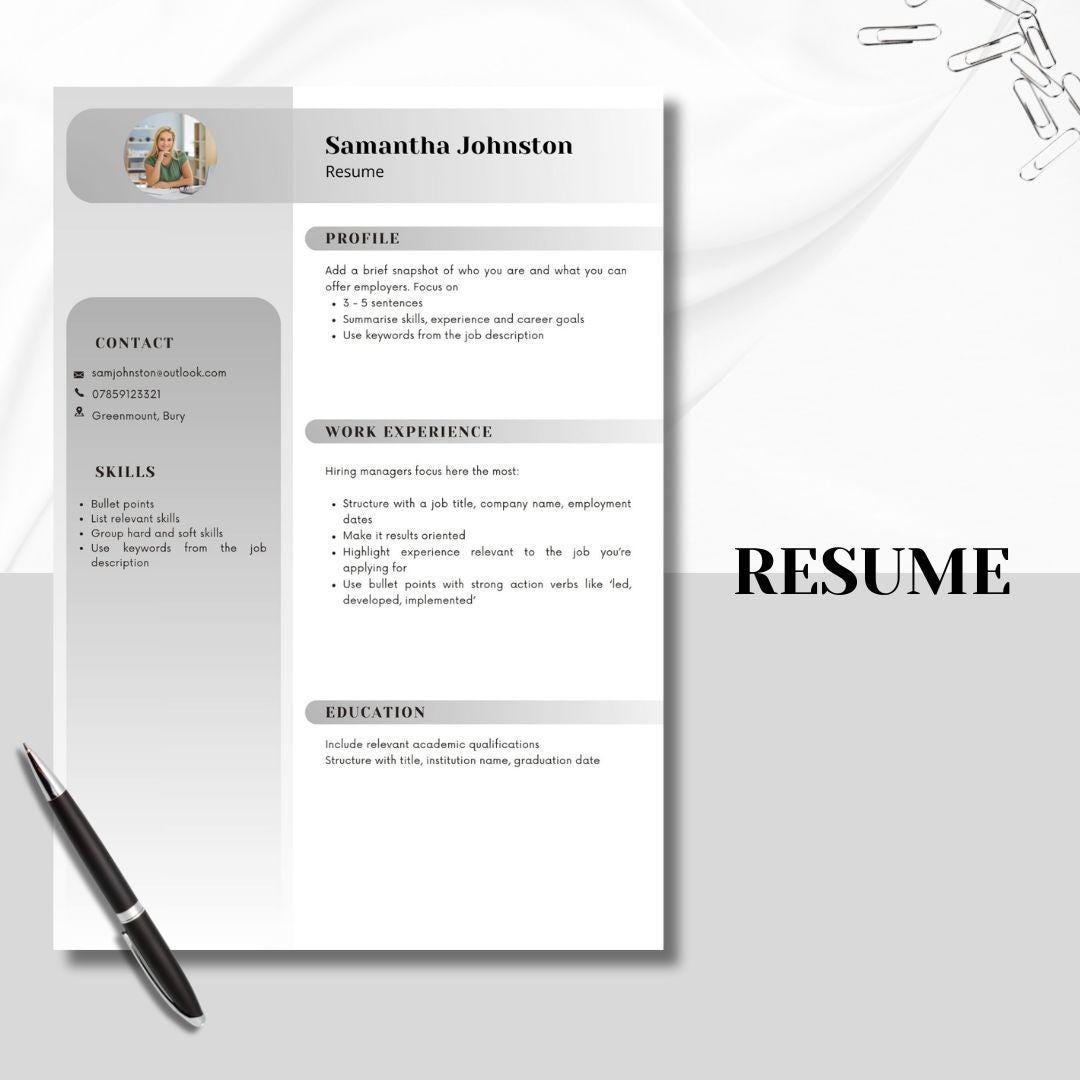 Editable Resume Template, CV Resume Template, Modern Resume, Simple ...