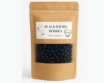 Blackthorn Berries BULK 1 lb - 2 lb / Prunus Spinosa / Blackthorn Sloe Whole Dried Berries / Sloes