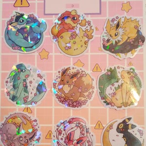 9 Piece Sakura Eeveelution Holo Vinyl Stickers
