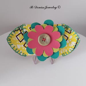 Original Porte Monnaie !! DAISY WAX !! en tissu wax et simili Cuir T.15cm x 6.5cm Fermoir bouton magnétique B-DeniseJewelry Creation