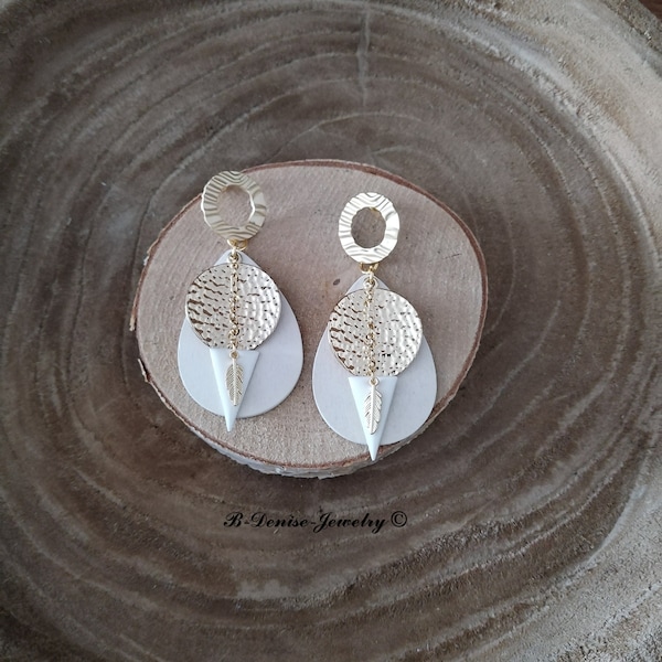 Original boucle d'oreilles Puce Rond Dore Mat !! ICE DROP!! En bois Acier resine et laiton T:6.5cm x 3.5cm b-denise-jewelry-creation