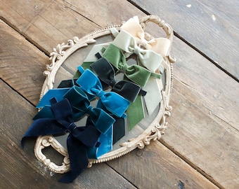 Add a Touch of Elegance to Your Table Setting with a handmade velvet bow tie in a Green colours collection/ Set of 5 bows