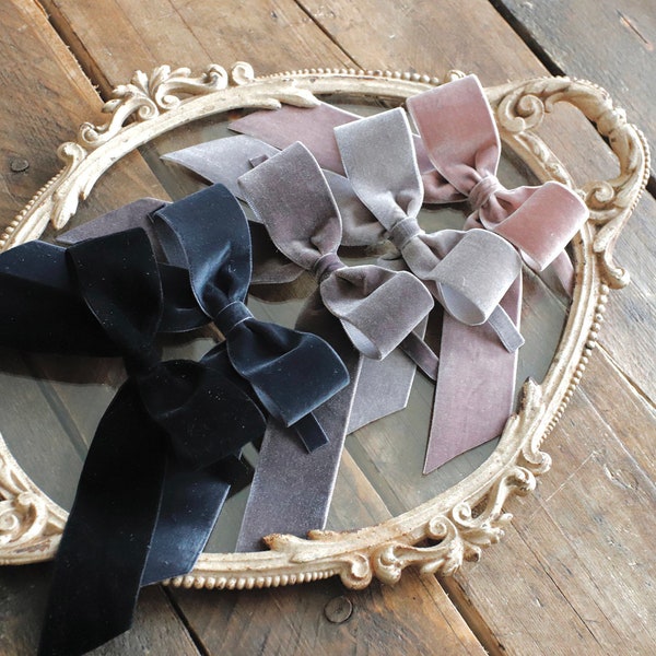 Add a Touch of Elegance to Your Table Setting with a handmade velvet bow tie in a Grey colours collection/ Set of 5 bows