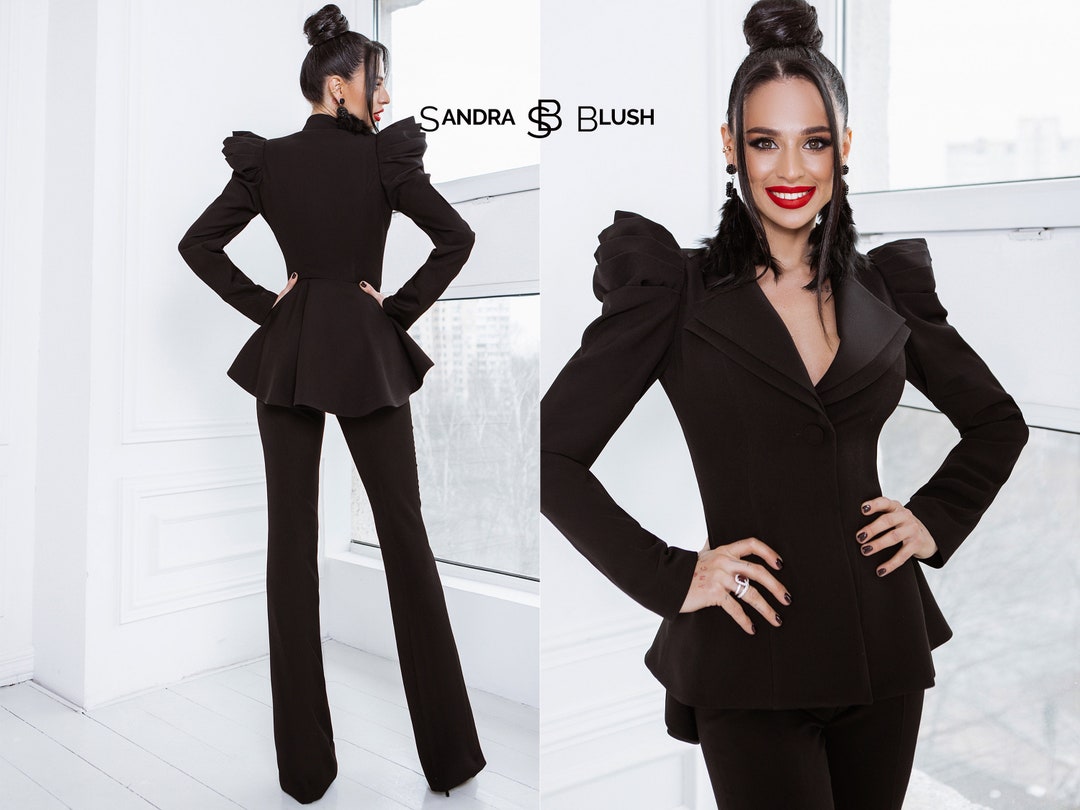 Black Peplum Suit. Peplum Blazer for Women. Peplum Blazer for Formalwear, Proms. Formal Peplum