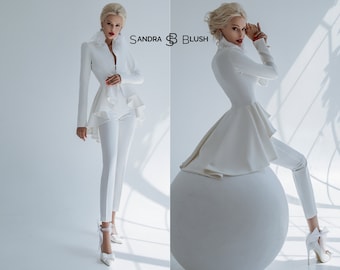 Bridal Pantsuit, Bridal Suit, Womens Wedding Pant Suit, Civil Wedding Pantsuit, Womens Pants Suit For Wedding Guest, White Suit Women