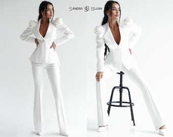 Bridal Pantsuit, Wedding Pant Suit, Bridal Suit, Wedding Suit, Bridal Women’s Suit, Wedding Suit For Women, Chic Wedding Suit For Women