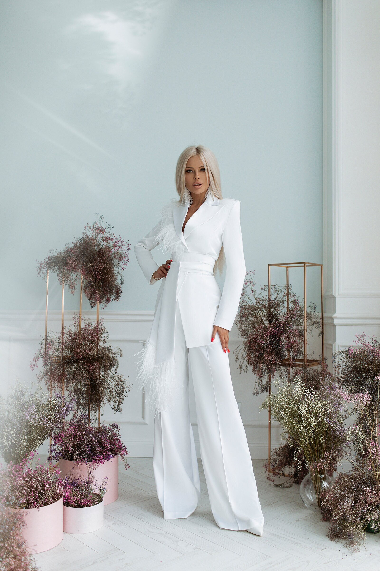 Modern Bridal Jumpsuit Minimalist off White Wedding Pantsuit Cape Bridal  Trousers Jumpsuit Ivory Crepe Bridal Jumpsuit Prom Jumpsuit SIENNA 