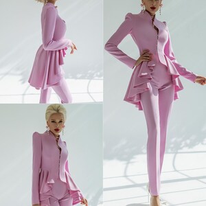 Peplum Suit, Basque Blazer Suit, Suit With Basque, Peplum Suit, Peplum ...