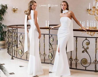 White Bridal Maxi Dress, Luxury Wedding Gown Women, Elegant Off Shoulder Dress, Reception Dress Bride, Formal Bridal Outfit
