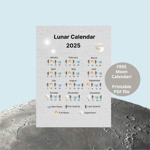 Free Printable Lunar Calendar 2025 Etsy