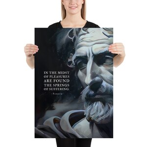 Arte mural de Séneca / Cita sobre las fuentes del sufrimiento / Decoración estoica / Regalo inspirador / Cartas de un estoico